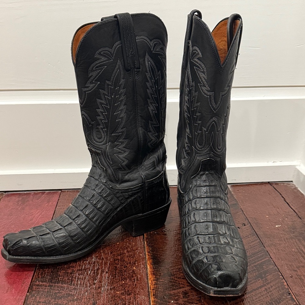 Lucchese Caimen Black Western Boots